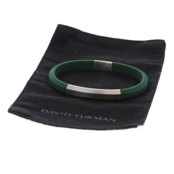 David Yurman Streamline for Men 8mm Green Rubber ID Bracelet 8" - Sterling 925 - Picture 6 of 6